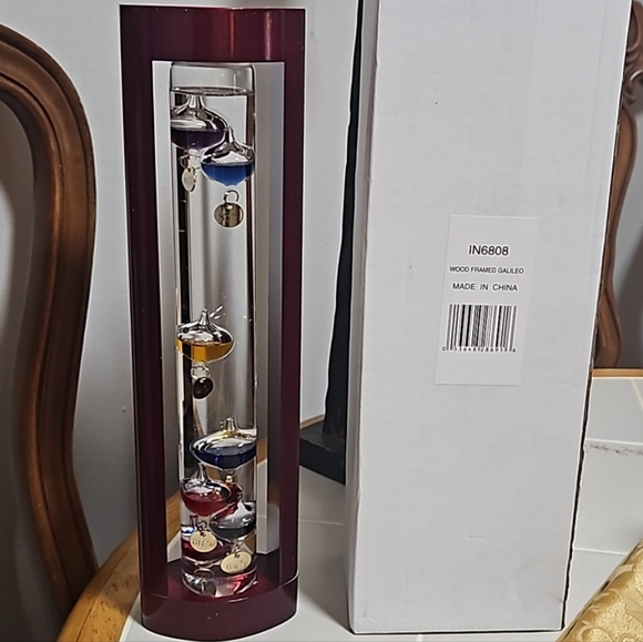 NIB. New In Original Box Cherry finish Galileo Thermometer with Wood Frame - Picture 10 of 12